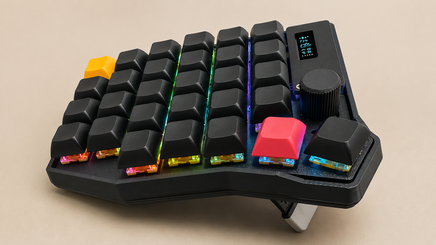Sofle MX ergonomic split keyboard showing the full number row and thumb cluster